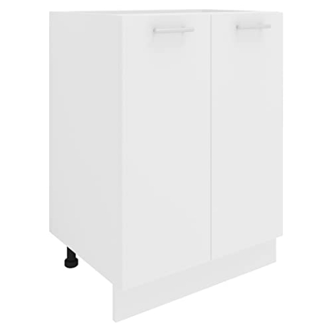 VCM Küchenschrank | Maße ca. H. 82 x B. 60 x. T. 46 cm | Unterschrank mit zwei Drehtüren | Küchenmöbel - Esilo Weiß