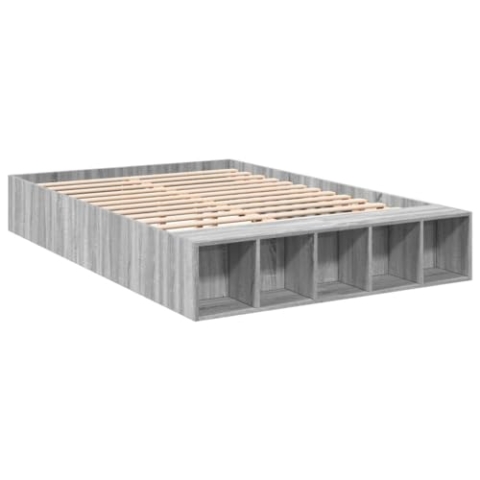 vidaXL Bettgestell, Bett mit Stauraum für Schlafzimmer, Bettrahmen mit Lattenrost, Schlafzimmerbett Doppelbett, Grau Sonoma 120x200cm Holzwerkstoff