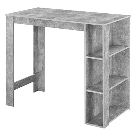 [en.casa] Bartisch mit integrierter Hausbar 120x60x106cm Tresentisch mit 3 Ablageflächen Stehtisch Bartheke mit 3 Fächern Küchentheke Tresen Betonoptik