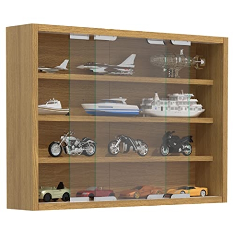 VCM Glasvitrine hängend | Vitrine Glas mit ESG-Sicherheitsglas | Maße: H. 40 x B. 57 x T. 10 cm | Hängevitrine Glas | Modern und platzsparend | Glas Vitrinenschrank - Agisa M Buche