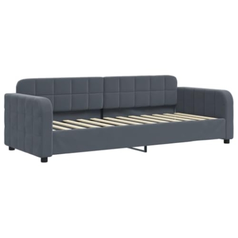 vidaXL Tagesbett, Gästebett mit Sperrholzlatten, Sofabett für Wohnzimmer Schlafzimmer, Sofa Polsterbett Bettgestell, Dunkelgrau 80x200cm Samt