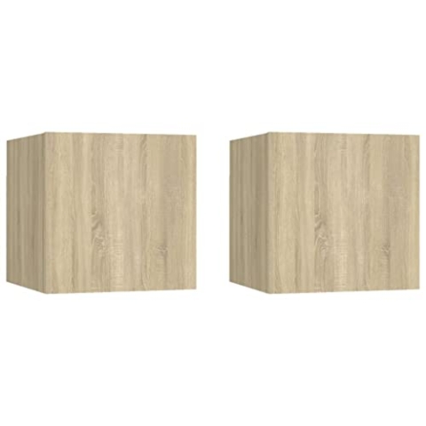 vidaXL 2X Nachttisch Hängend Nachtschrank Nachtkonsole Nachtkommode Schlafzimmer Kommode Schrank Wandschrank Sonoma-Eiche 30,5x30x30cm Holzwerkstoff