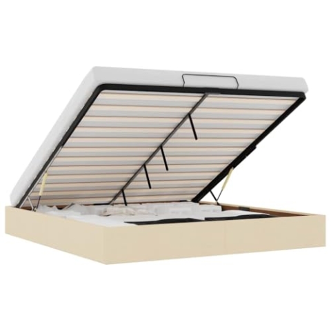 vidaXL Ottoman-Bett ohne Matratze Creme 160x200 cm Stoff, Bettrahmen, Bettgestell mit Stauraum, Polsterbett, Bettgestell, Bettrahmen mit Stauraum