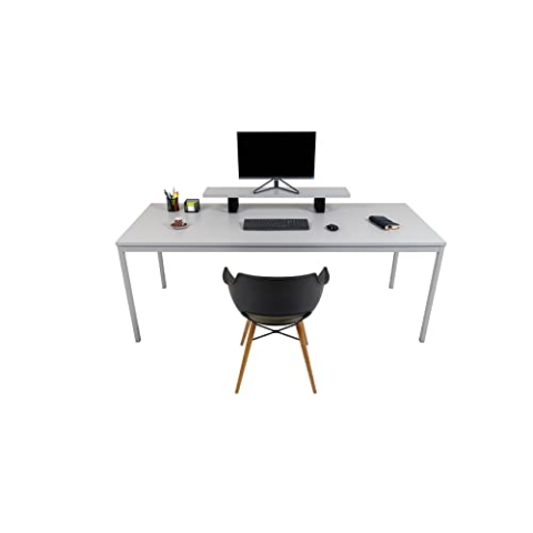 furni24 Schreibtisch-Stahl 200x80x75cm, Grau, TÜV/GS-Einfache Montage, Arbeitstisch, Bürotisch, Küchentisch, Esstisch, Druckertisch Büro-Möbel Arbeitszimmer Computertisch Gaming-Tisch Mehrzwecktisch