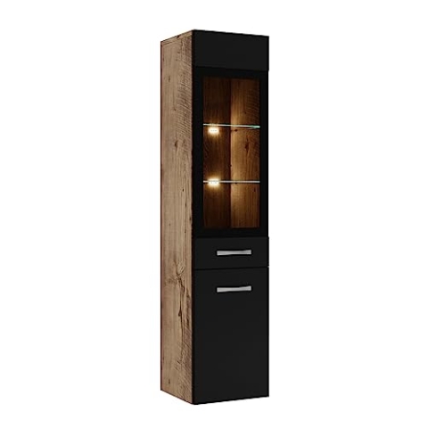 Badplaats B.V. Rio 131 cm Eiche Kastanie Schwarz Badezimmerschrank Hochschrank Schrank Möbel Badschrank