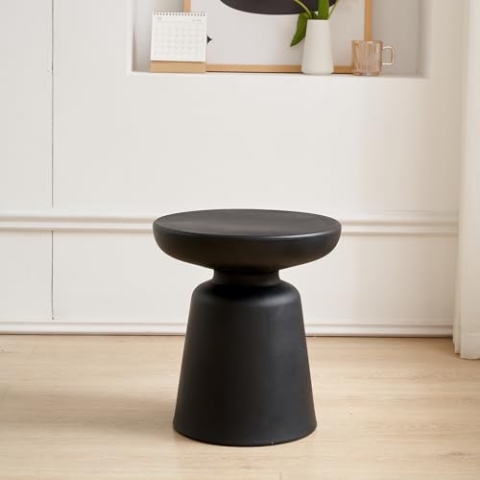 [en.casa] Beistelltisch Posio Wohnzimmertisch 44xØ40 cm Nachttisch Gartentisch fertig montiert Balkontisch Sofatisch Telefontisch rund Schwarz