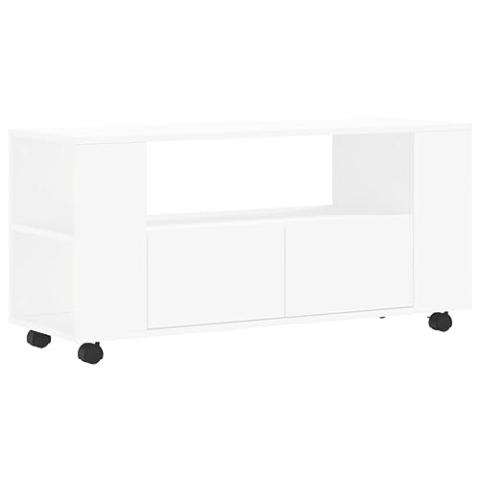 vidaXL TV Schrank, Fernsehschrank mit viel Stauraum, Fernsehtisch für Wohnzimmer, Lowboard Sideboard TV Ständer TV Gerät, Weiß Holzwerkstoff