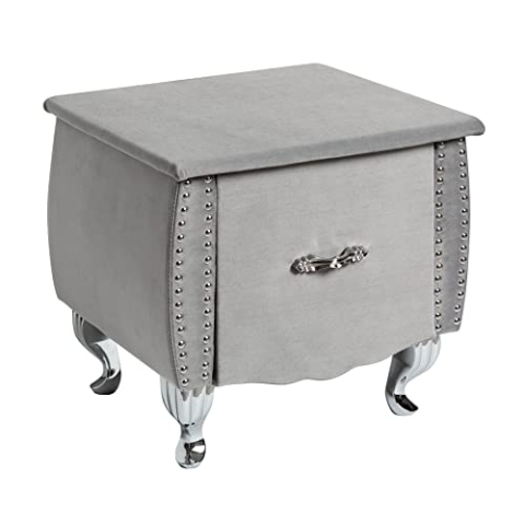 invicta INTERIOR Eleganter Nachttisch EXTRAVAGANCIA 47cm Silbergrau Samt Nachtkommode mit Schublade