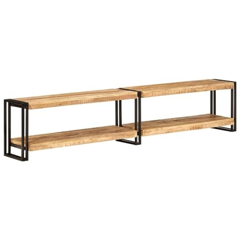 vidaXL TV Schrank, Fernsehschrank mit viel Stauraum, Lowboard für Fernseher Wohnzimmer, Fernsehtisch TV Möbel HiFi Schrank, Massivholz Mango