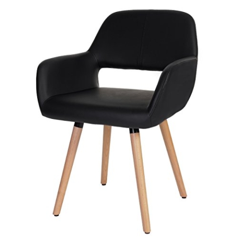 Mendler Esszimmerstuhl HWC-A50 II, Stuhl Küchenstuhl, Retro 50er Jahre Design - Kunstleder, schwarz, helle Beine