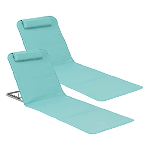 [en.casa] Strandmatte Donostia 2er Set Sonnenmatte klappbar Türkis Strandliege mit Verstellbarer Rückenlehne Liegematte mit Tragetasche 143 x 48 cm