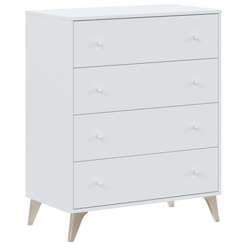 Habitdesign 007804A - Kommode mit 4 Schubladen, Sinfonier, Sweet, Artik White Farbe, Maße: 77,5 cm (Länge) x 40 cm (Tiefe) x 95 cm (Höhe)