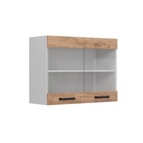 Vicco Küchenglasschrank R-Line, Goldkraft Eiche, 80 cm
