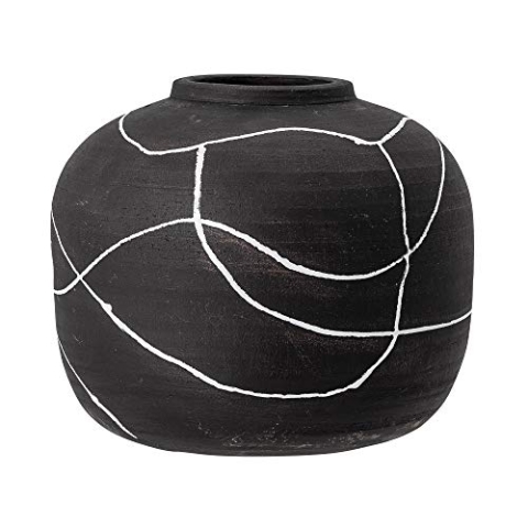 Bloomingville Niza Deko-Vase aus Terrakotta hergestellt, in der Farbe: Schwarz, Maße: 20 x 16,5 cm, 82049588