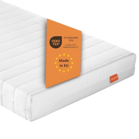 sleepling Matratze 90 x 200 x 15 cm, Rollmatratze Gästematratze, Komfortschaummatratze, Made in EU, Bezug waschbar, Ökotex 100, Härtegrad 2, weiß