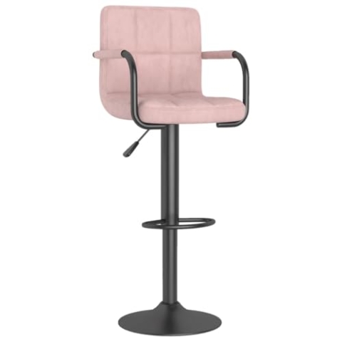 vidaXL Barhocker mit Armlehnen Höhenverstellbar Drehbar Küchenhocker Barstuhl Tresenhocker Thekenhocker Tresenstuhl Bistrohocker Bar Stuhl Hocker Rosa Samt