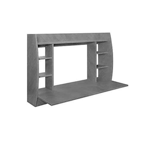 ML-Design Wandschreibtisch in Grau-Beton, 110x75x48 cm, Hängeschreibtisch mit stabilem Regalelement und geräumigen Fächern, Wandtisch Wandschrank Schreibtisch Computertisch Bürotisch Arbeitstisch
