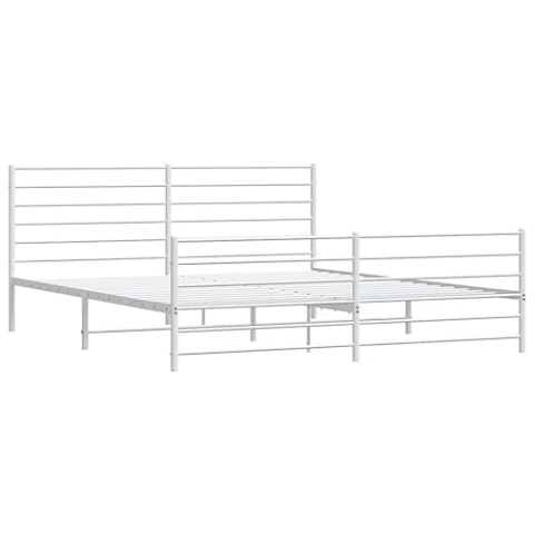 vidaXL Bettgestell, Bettrahmen mit Kopfteil Fußteil, Metallbett Bett mit Lattenrost, Doppelbett Gästebett Schlafzimmer, Metall Weiß 183x213cm