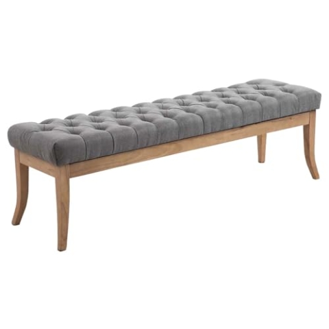 CLP Sitzbank Ramses mit hochwertiger Polsterung und Stoffbezug I Bank mit antik-Hellen Holzbeinen I Holzbank mit Einer Sitzhöhe von: 46 cm, Farbe:grau, Größe:150 cm