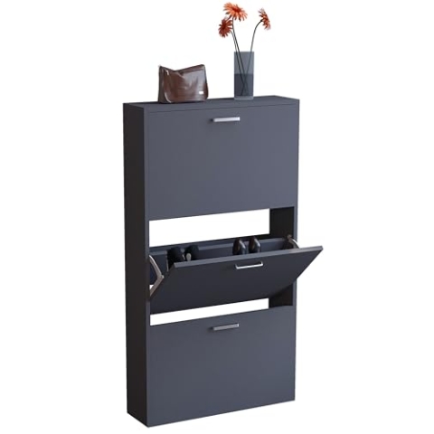 VCM Holz Regal Kipper Schuhregal Schuhschrank Schuhkipper 3 Sulos M Anthrazit