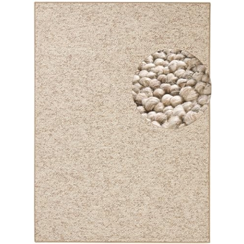 BT Carpet Wolly Teppich – Wohnzimmerteppich Flachgewebe Kurzflor Woll-Optik Wolle Skandi-Look Esszimmer, Wohnzimmer, Kinderzimmer, Schlafzimmer – Creme, 100x140cm
