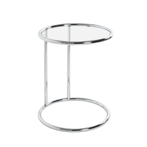 HAKU Möbel Beistelltisch Chrom, Metall, Sicherheitsglas - Maße: H 55 cm x Ø 45 cm, Style: Modern