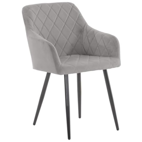 CLP Esszimmerstuhl Shila I Samt I Stoff I Gesteppt I Mit Bodenschonern, Farbe:grau, Material:Samt