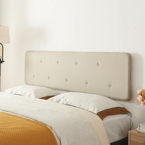 [en.casa] Wandpaneel Tokke Kopfteil gepolstert für Bett 140 cm Polsterpaneel Wandpolster mit Textilbezug Kopfende Bettkopfteil 140 x 52 cm Beige