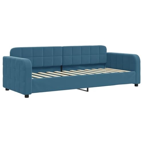 vidaXL Tagesbett, Gästebett 2-in-1, Sofabett Schlafsofa für Schlafzimmer Wohnzimmer, Bettsofa Sofa, Modernes Design, Blau 80x200cm Samt