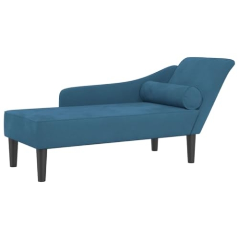 vidaXL Chaiselongue, Indoor Lounge Sofa mit Kissen, Gepolsterte Recamiere für Wohnzimmer Schlafzimmer Büro, Relaxliege Couch, Blau Samt