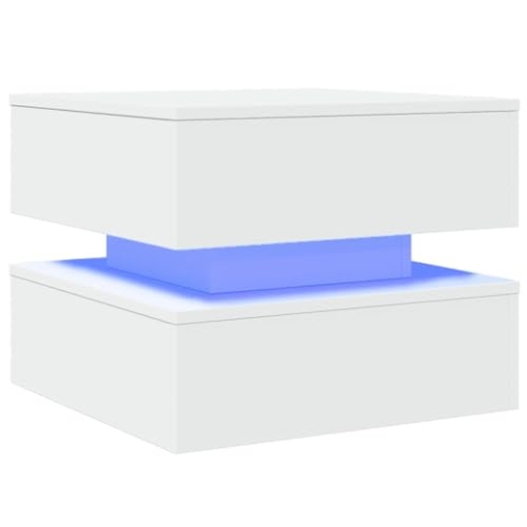 vidaXL Couchtisch, Wohnzimmertisch mit RGB-LED-Leuchten, Beistelltisch für Wohnzimmer, Kaffeetisch Telefontisch Sofatisch Tisch, Weiß