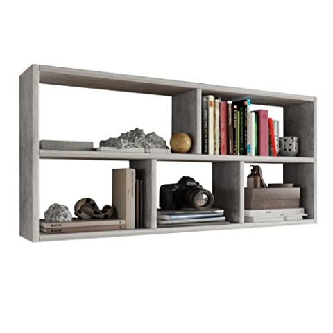MATKAM TEO Hängeregal in moderner Optik, B113,6 x H50 x T25 cm, Wandregal in verschiedenen Ausführungen erhältlich, für Arbeits-, Wohn-, Schlaf- oder Jugendzimmer (Beton)