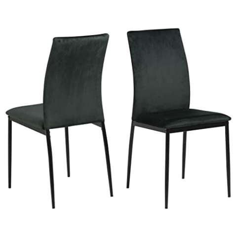 AC Design Furniture Devin Samt-Esszimmerstühle mit Rückenlehne, 4er-Set, minimalistisches Design, Küchenstühle, dunkelgrüner Stoff, Metallbeine, gepolsterte Esszimmerstühle, Akzentstuhl, Bürostuhl