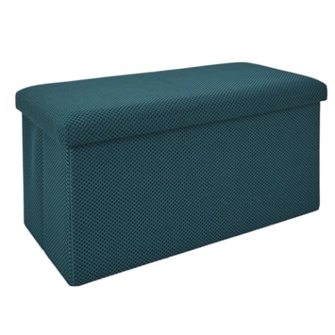 HOME DECO FACTORY, HD0467, faltbare Banktruhe Blue Atom – Elegantes und praktisches Design, ideal für Wohnzimmer, Schlafzimmer oder Eingangsbereich – Sitzkomfort – Größe 76 x 38 x 38 cm – Farbe Blau