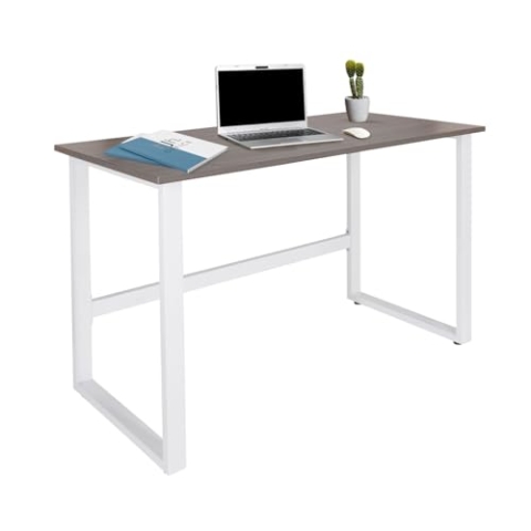 hjh OFFICE 830077 Schreibtisch 120x60 cm WORKSPACE Light I Grau/Weiß schmaler Computertisch mit Stahlgestell