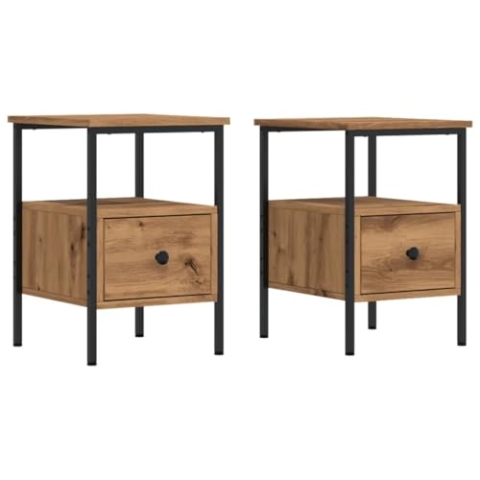 vidaXL Nachttische 2 STK. Artisan-Eiche 34x36x50 cm Holzwerkstoff, Nachtschrank, Schlafzimmermöbel, Beistellschrank, Schrank, Beistelltisch
