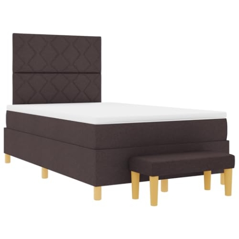 vidaXL Boxspringbett mit Matratze & Bank Dunkelbraun 120x200 cm Stoff