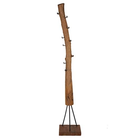 invicta INTERIOR Massive Garderobe Hemingway 200cm Teakholz Kleiderständer Standgarderobe Teakholzstamm Ständer aus Massivholz Teak