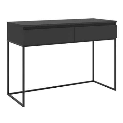 Selsey Schreibtisch Computertisch Bürotisch Mit 2 Schubladen Metallrahmen 120 x 50 x 80 cm Schwarz Mit Schwarzen Beinen