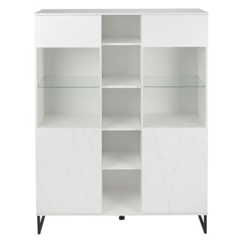 ebuy24 Akai Vitrinenschrank 2 Türen weiß Hochglanz