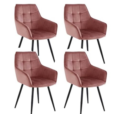 Colenis® - Oriana Esszimmerstuhl - 4er Set - Rose - Mikrofaserstoff - Industriell
