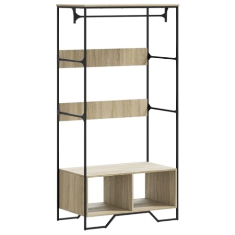 vidaXL Kleiderständer, Garderobenständer mit Stauraum Kleiderstange, Offener Kleiderschrank für Schlafzimmer, Garderobe, Modern, Sonoma-Eiche Holzwerkstoff