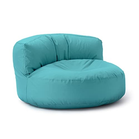 Lumaland Sitzsack Lounge | Sofa-Sitzsack 90 x 50 cm mit Rückenlehne | Indoor & Outdoor Beanbag | Wasserabweisend & Robust | Mit anpassungsfähiger EPS-Füllung | Waschbarer Bezug [Aquamarin]