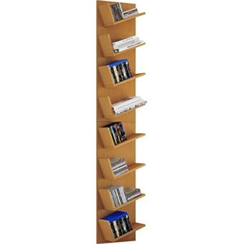 VCM Holzregal hängend | platzsparendes Regal | Maße: H. 180 x B. 33 x T. 16 cm | Elegantes Regal hängend | Aufbewahrungsregal | Bücherregal | Wandboard - Lansi Maxi Buche