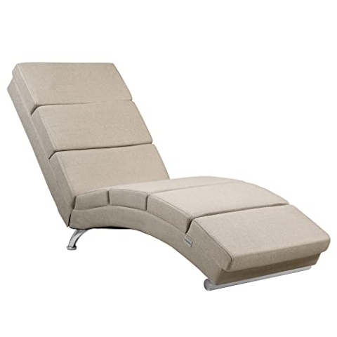 Casaria® Relaxliege XXL London 186x89x55cm Ergonomisch Stoff Gepolstert 180kg Belastbarkeit Wohnzimmer Büro Indoor Chaiselongue Relaxsessel Liege Beige