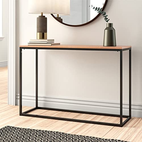 [en.casa] Konsolentisch Kittilä Sideboard 80 x 100 x 30 cm Flurtisch Beistelltisch Büro Wohnzimmer Industrial Schwarz/Eicheoptik