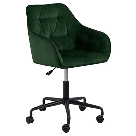 AC Design Furniture Bentley Schreibtischstuhl, H: 88,5 x B: 59 x T: 58,5 cm, Grün/Schwarz, Samt/Metall, 1 Stk.