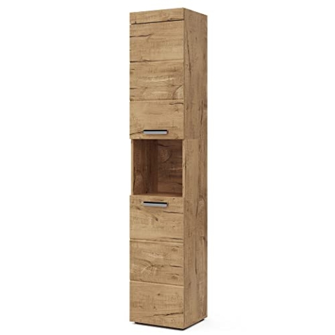 Vicco Badschrank Luna, Badezimmerhochschrank, Eiche, 37 x 190 cm