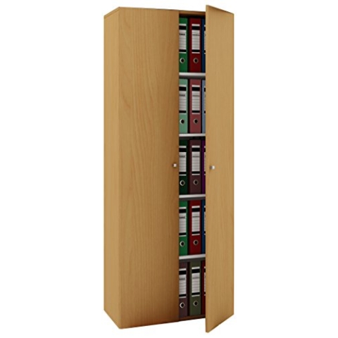 VCM Büroschrank mit 5 Fächern | moderner Aktenschrank mit Drehtüren | Maße ca. B. 70 x H. 178 x T. 40 cm – Vandol Buche