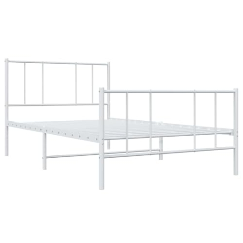 vidaXL Bettgestell, Bettrahmen mit Kopfteil Fußteil, Metallbett Bett mit Lattenrost, Einzelbett Gästebett Schlafzimmer, Metall Weiß 90x190cm